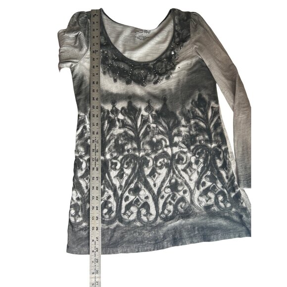 RXB Gray & Black Long Sleeve Top With Silver Studs, Size Large - Picture 6 of 7